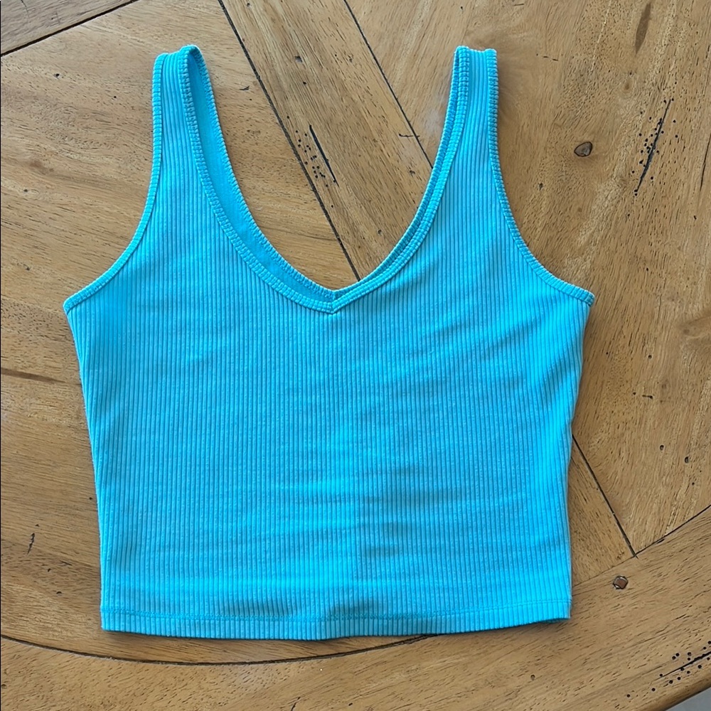 Blue Ribbed Women's Tank Top